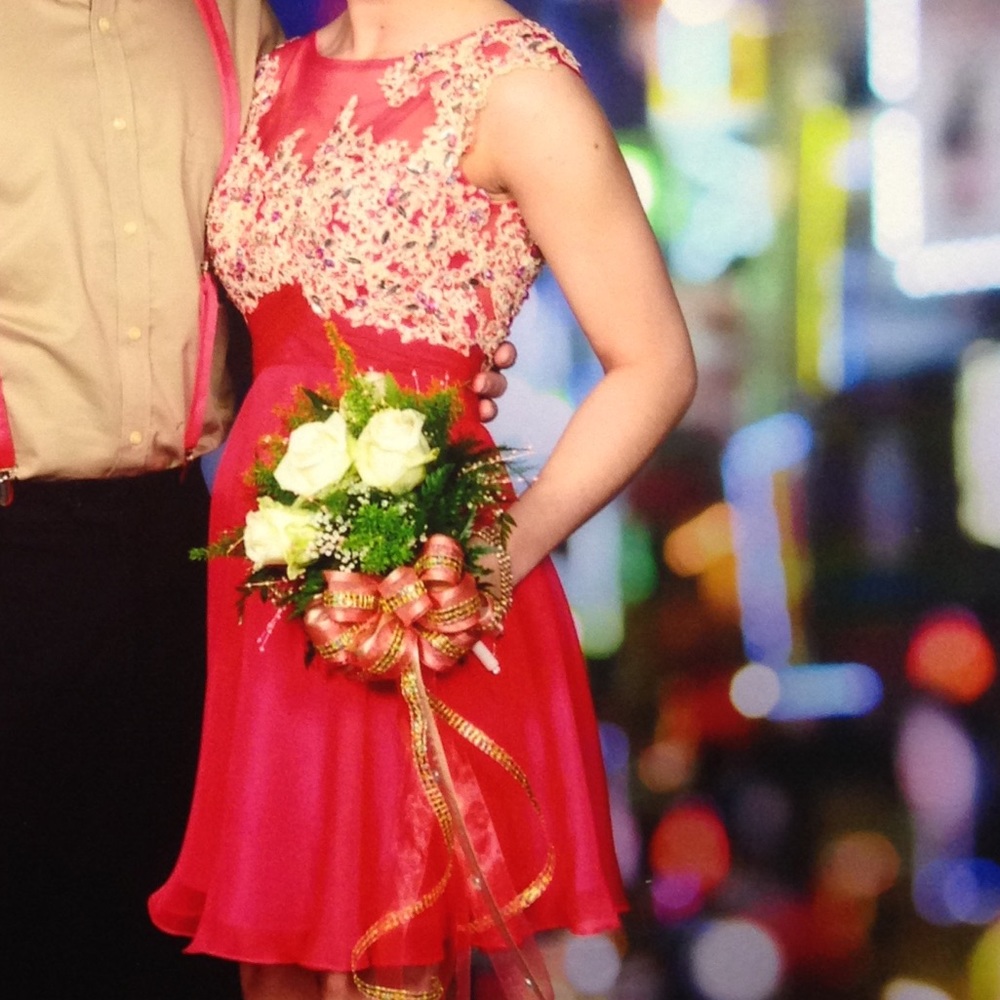 Rachel Allan short Homecoming dress in Watermelon